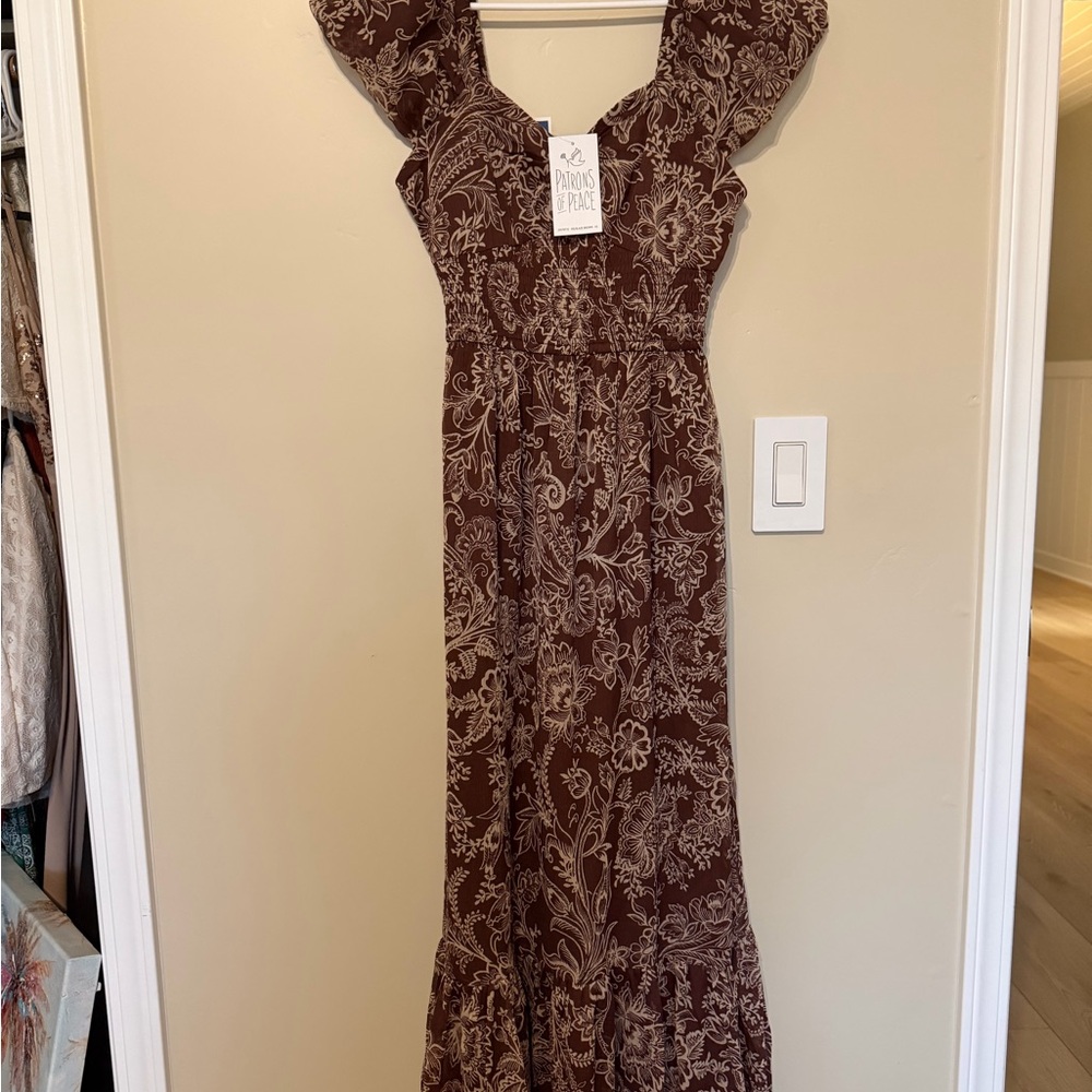 Patrons of Peace - Blaze Brown Floral Maxi Dress